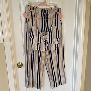 Hollister Striped Jumpsuit/Top with Pants set